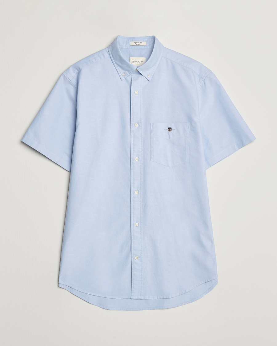 Men | Shirts | GANT | Regular Short Sleeve Oxford Shirt Light Blue