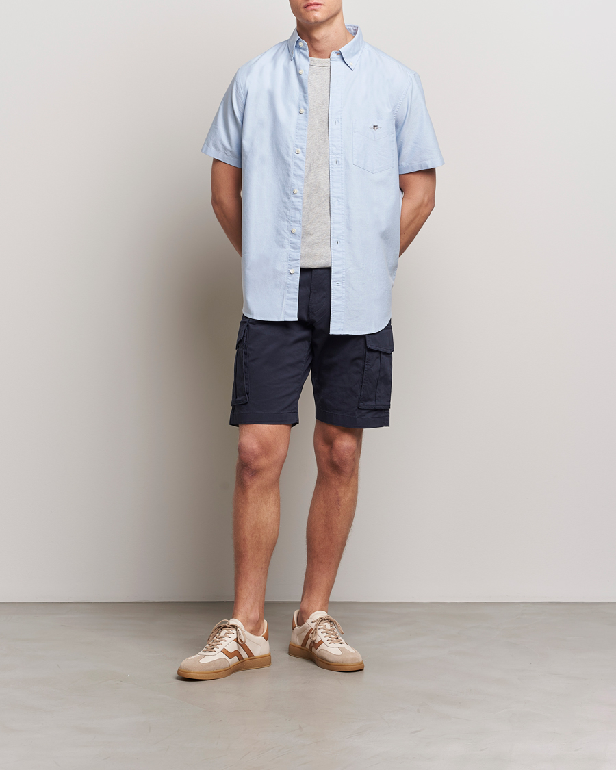 Men | Shirts | GANT | Regular Short Sleeve Oxford Shirt Light Blue