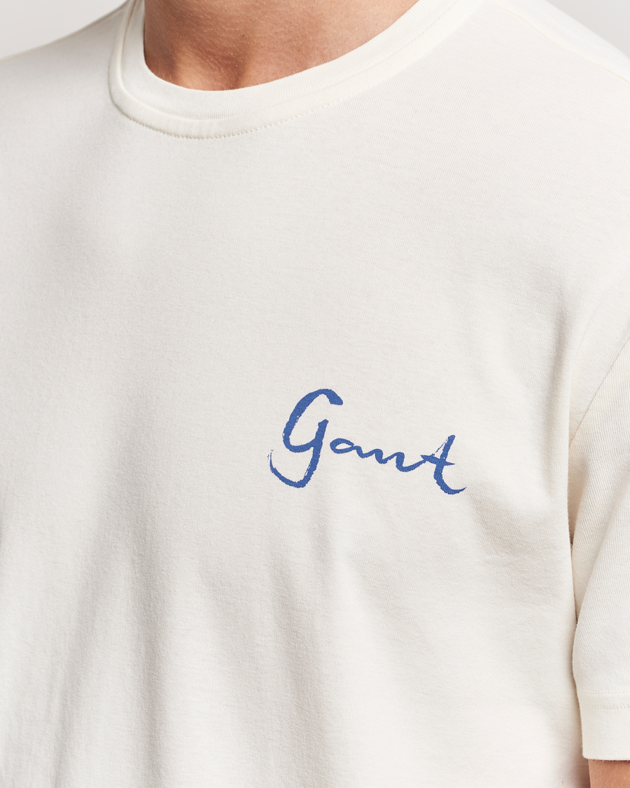 Men | T-Shirts | GANT | Graphic Printed T-Shirt Cream