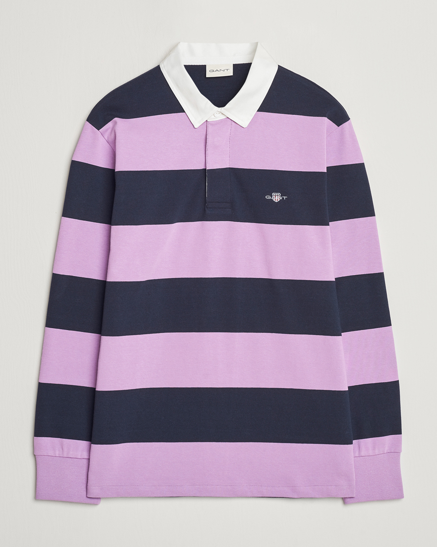Men | Sweaters & Knitwear | GANT | Reg Shield Striped Heavy Rugger Orchid Lilac