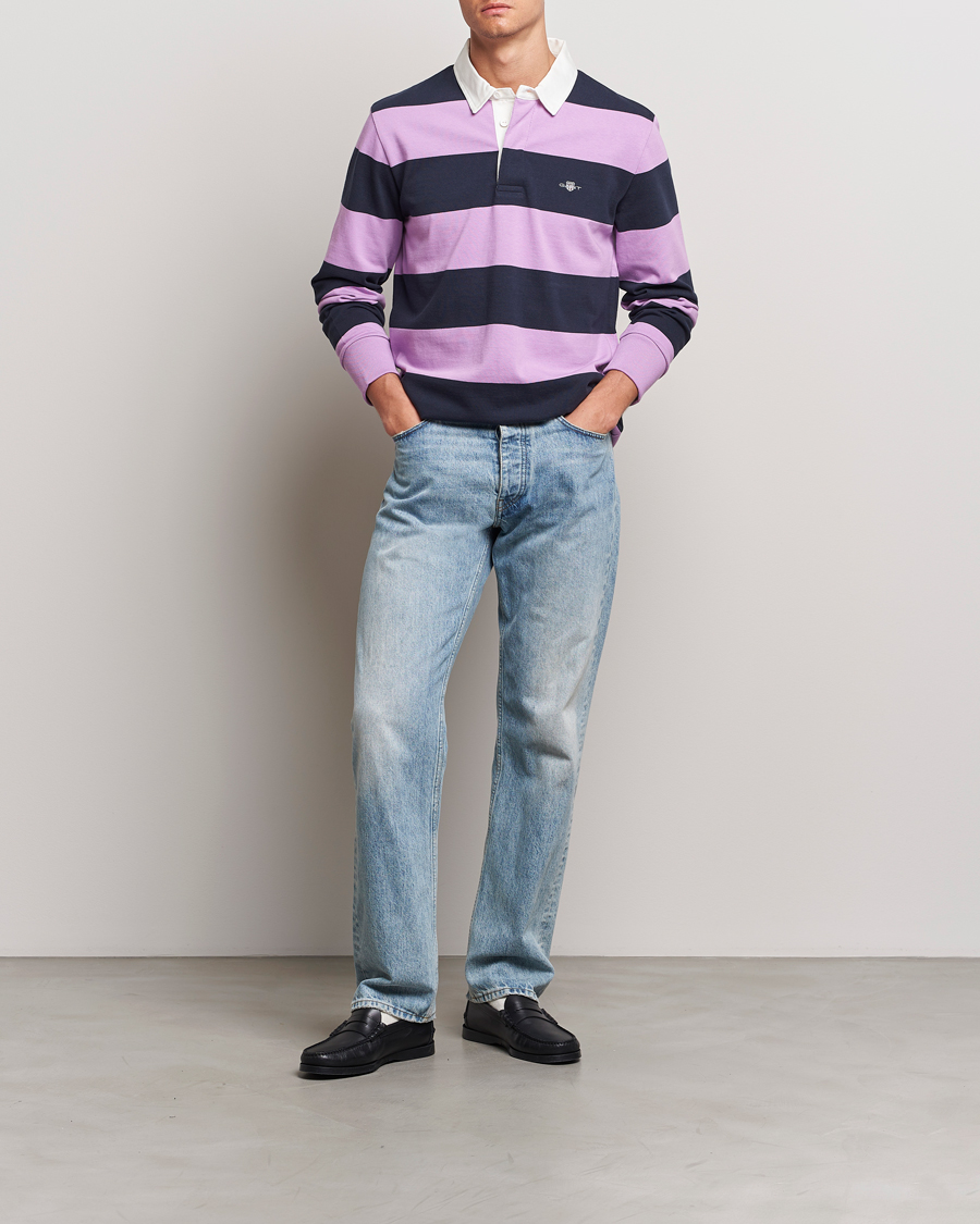 Men | Sweaters & Knitwear | GANT | Reg Shield Striped Heavy Rugger Orchid Lilac