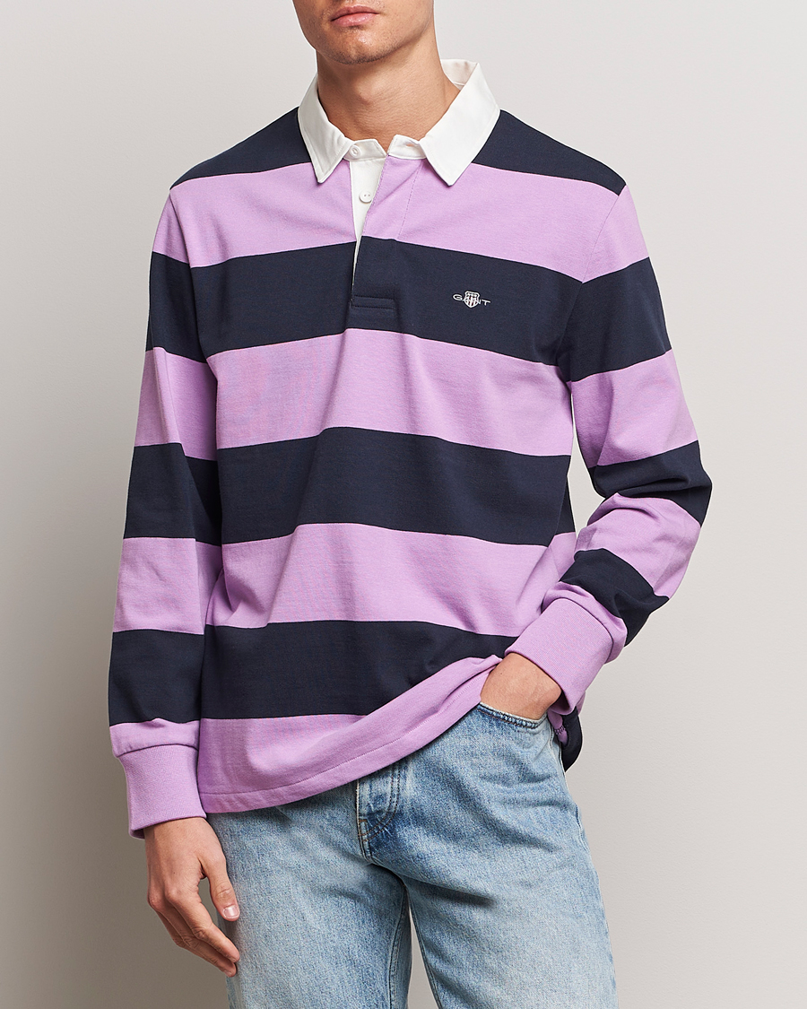 Homme | Chemises De Rugby | GANT | Reg Shield Striped Heavy Rugger Orchid Lilac