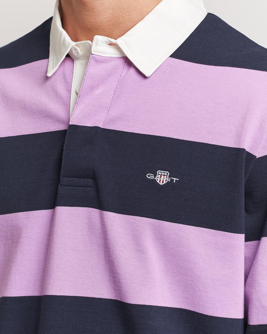 Men | Sweaters & Knitwear | GANT | Reg Shield Striped Heavy Rugger Orchid Lilac