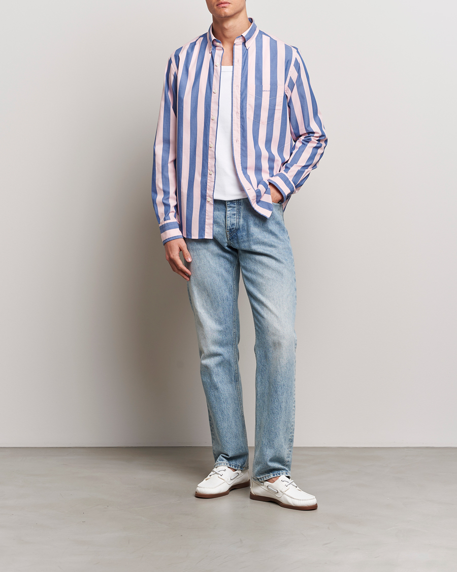 Men | Shirts | GANT | Reg Poplin Parasol Stripe Shirt Blushing Pink