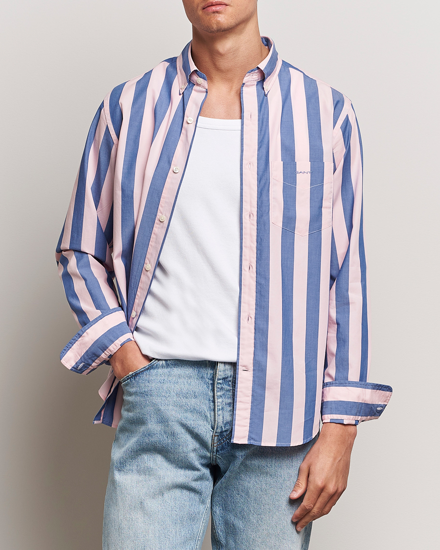 Men | What's new | GANT | Reg Poplin Parasol Stripe Shirt Blushing Pink