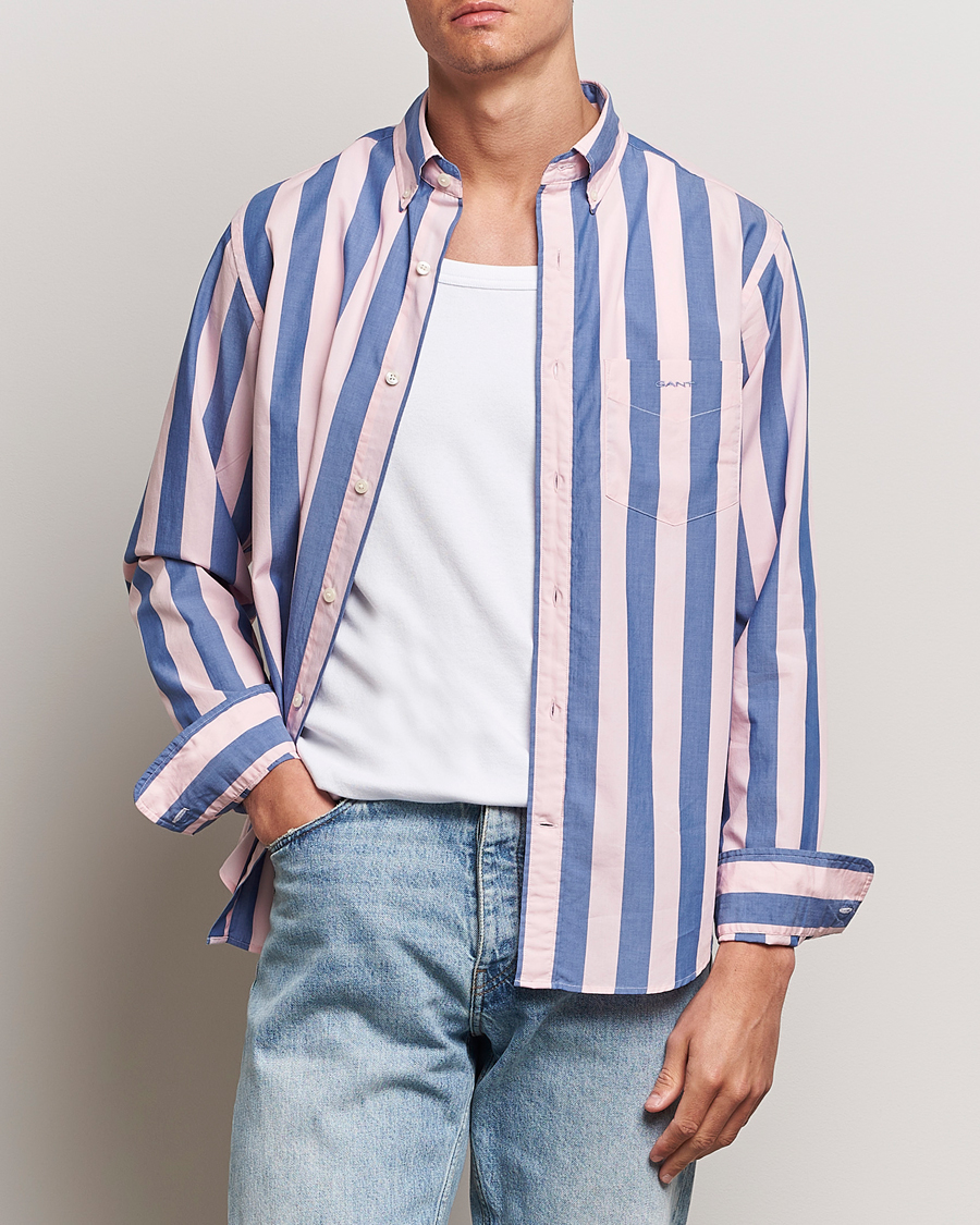 Men | Shirts | GANT | Reg Poplin Parasol Stripe Shirt Blushing Pink