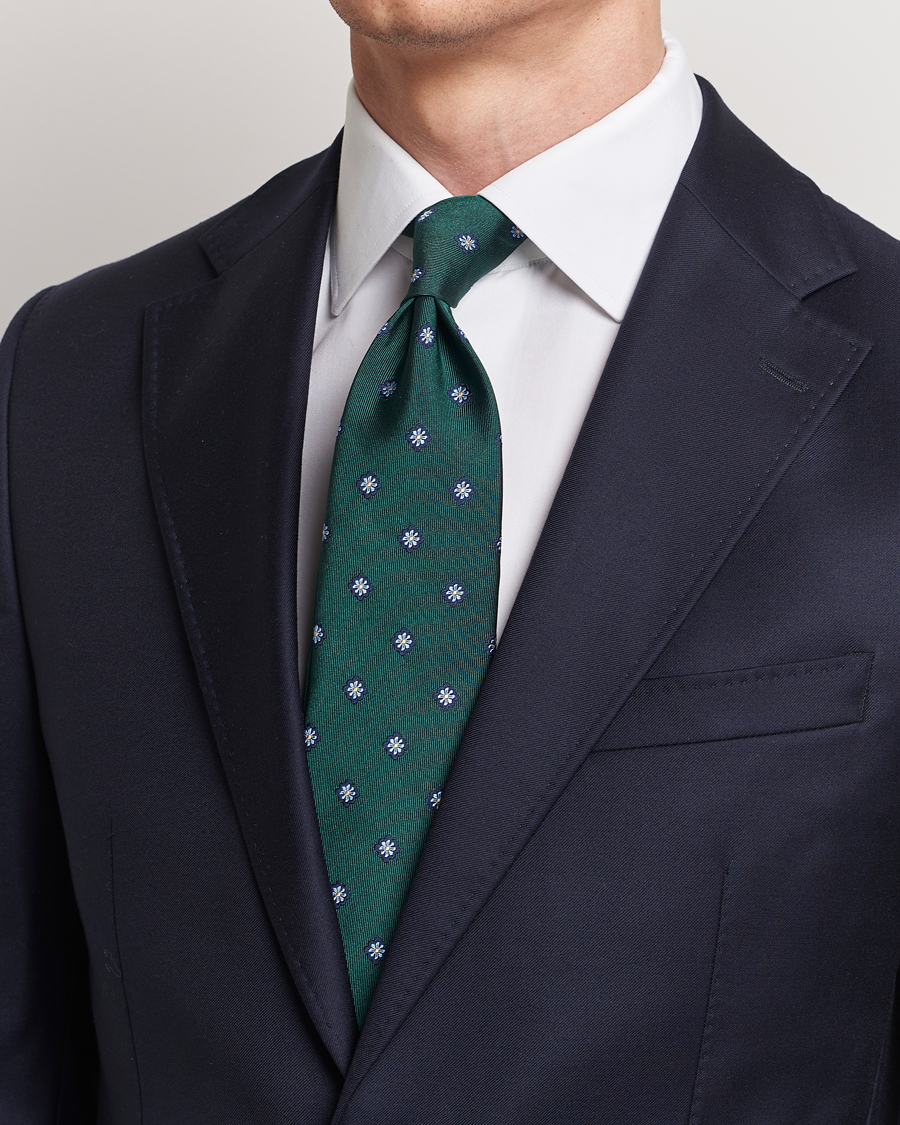 Men | E. Marinella 3-Fold Jacquard Silk Tie Dark Green | E. Marinella | 3-Fold Jacquard Silk Tie Dark Green