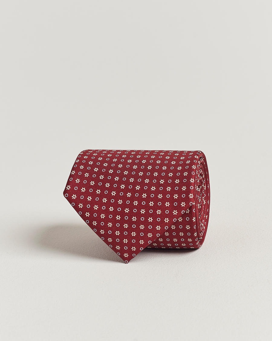 Men | E. Marinella 3-Fold Printed Silk Tie Burgundy | E. Marinella | 3-Fold Printed Silk Tie Burgundy