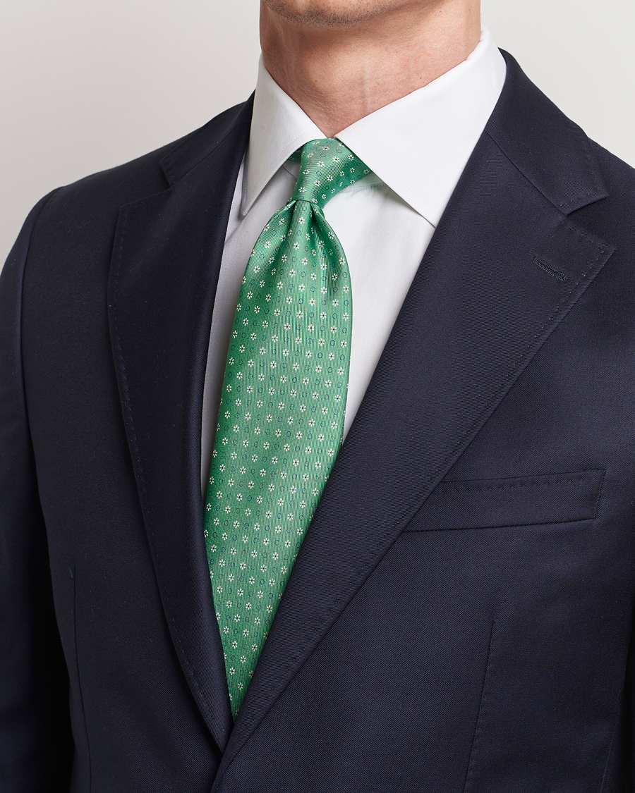 Men |  | E. Marinella | 3-Fold Printed Silk Tie Green