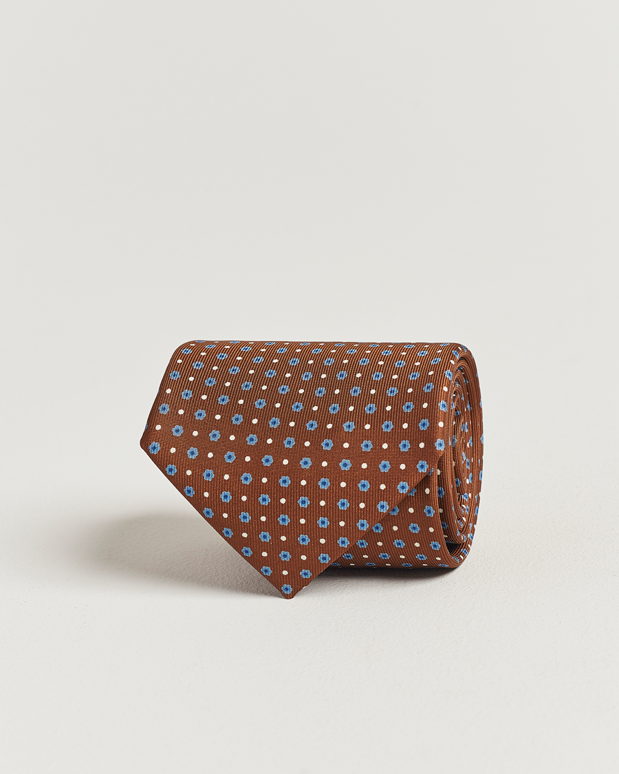Men |  | E. Marinella | 3-Fold Printed Silk Tie Brown