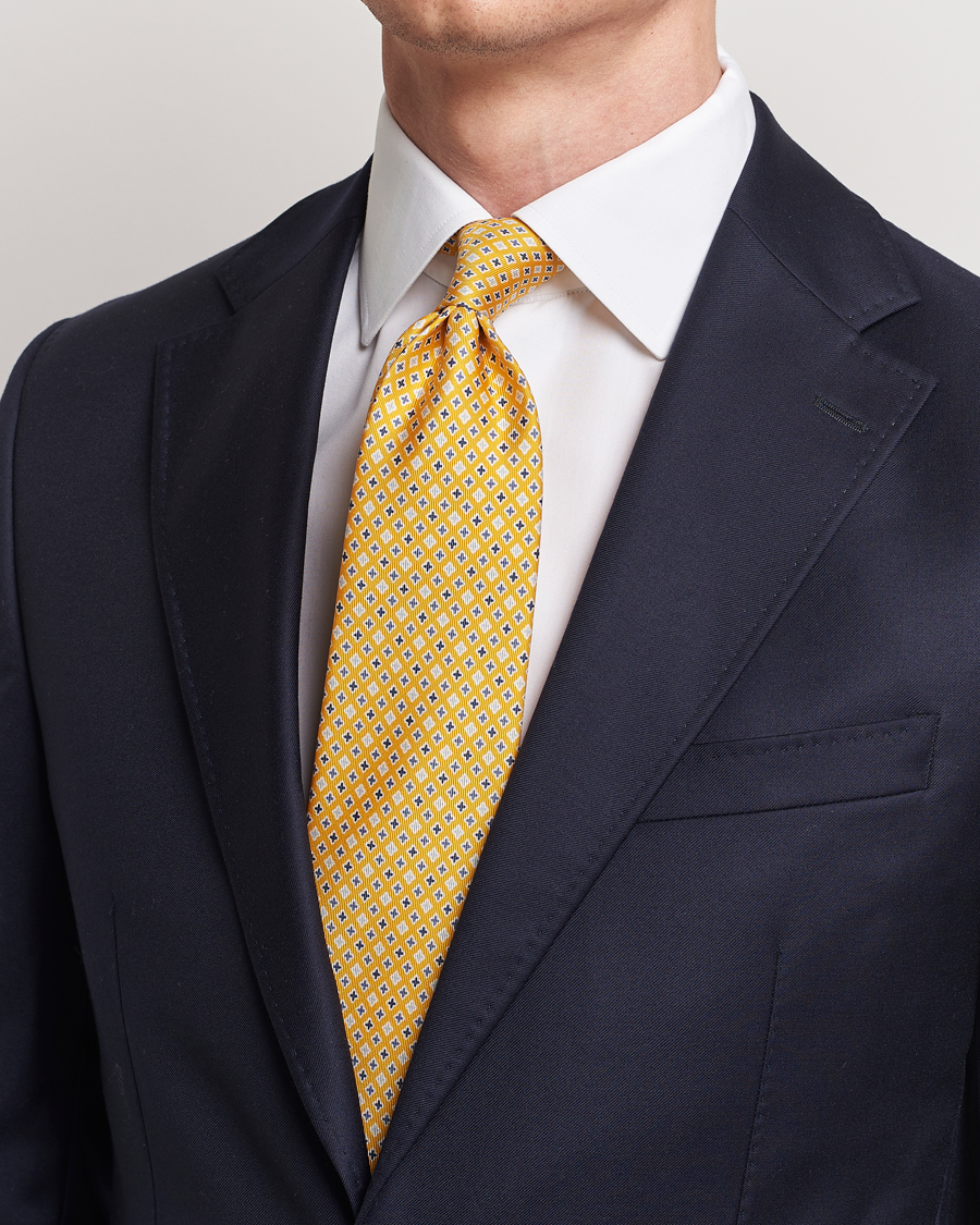 Men | Italian Department | E. Marinella | 3-Fold Printed Silk Tie Yellow