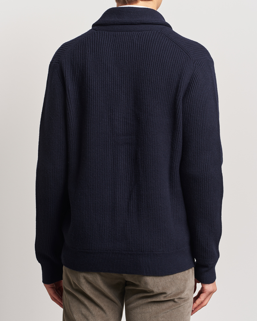 Men | Sweaters & Knitwear | Charles Tyrwhitt | Chunky Merino Shawl Neck Cardigan Navy
