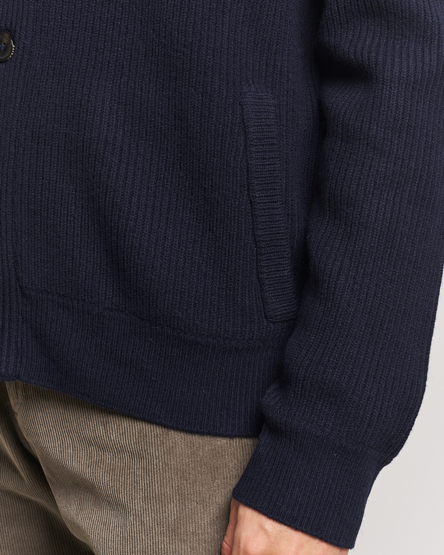 Men | Sweaters & Knitwear | Charles Tyrwhitt | Chunky Merino Shawl Neck Cardigan Navy