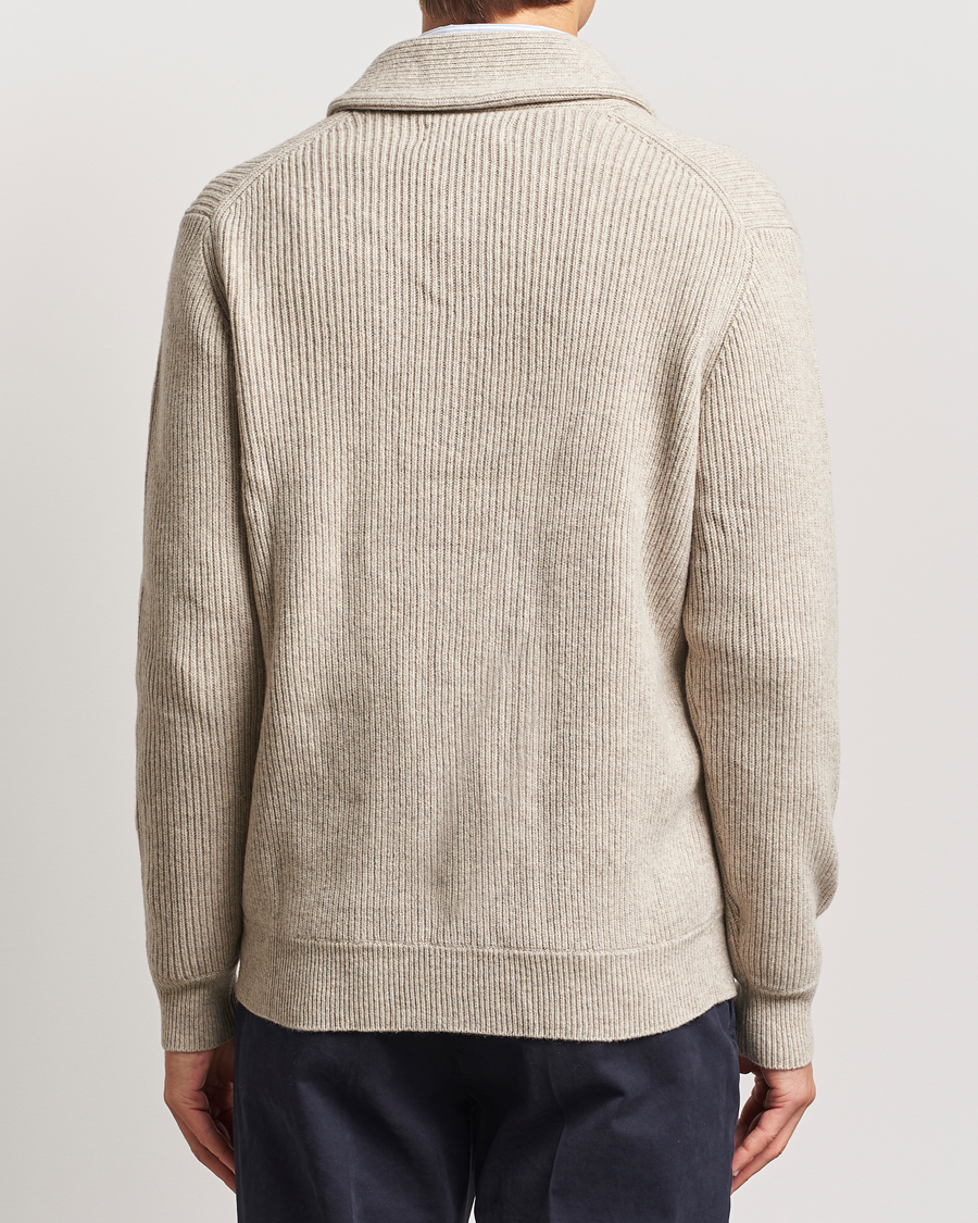 Men | Sweaters & Knitwear | Charles Tyrwhitt | Chunky Merino Shawl Neck Cardigan Oatmeal