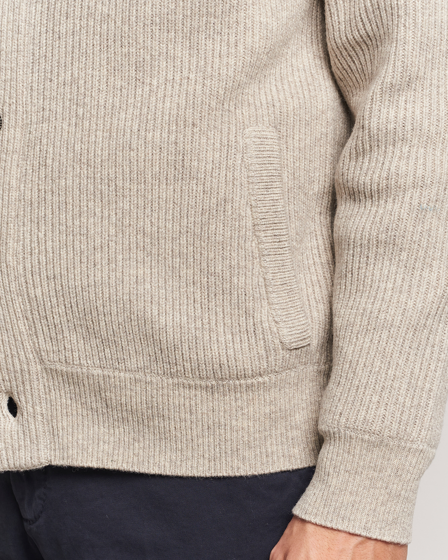 Men | Sweaters & Knitwear | Charles Tyrwhitt | Chunky Merino Shawl Neck Cardigan Oatmeal