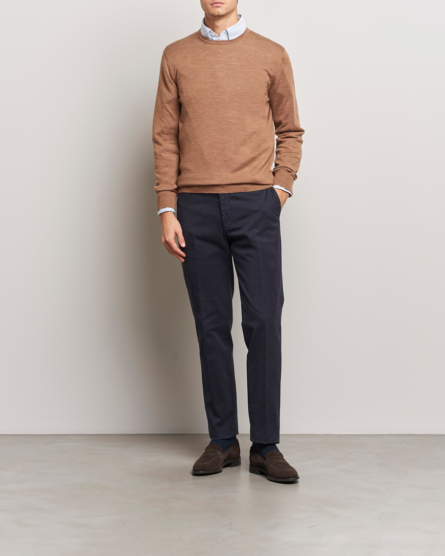 Men | Sweaters & Knitwear | Charles Tyrwhitt | Pure Merino Crew Neck Jumper Sand
