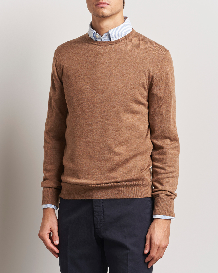 Men | Sweaters & Knitwear | Charles Tyrwhitt | Pure Merino Crew Neck Jumper Sand