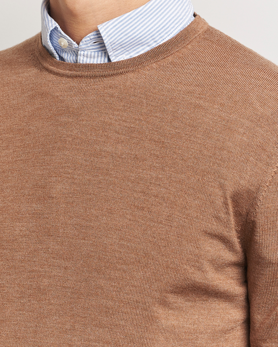 Men | Sweaters & Knitwear | Charles Tyrwhitt | Pure Merino Crew Neck Jumper Sand