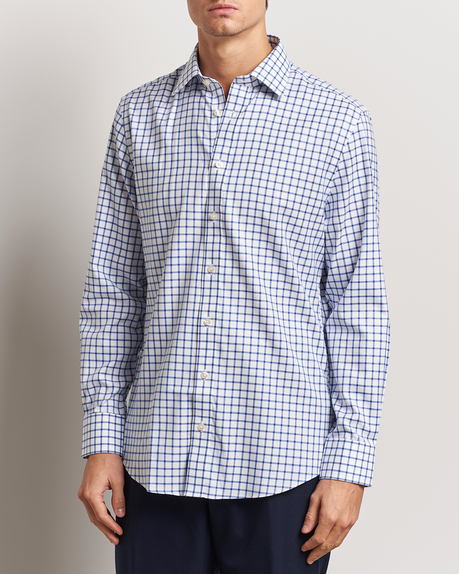 Men | Shirts | Charles Tyrwhitt | Slim Fit Non Iron Grid Check Shirt Royal Blue