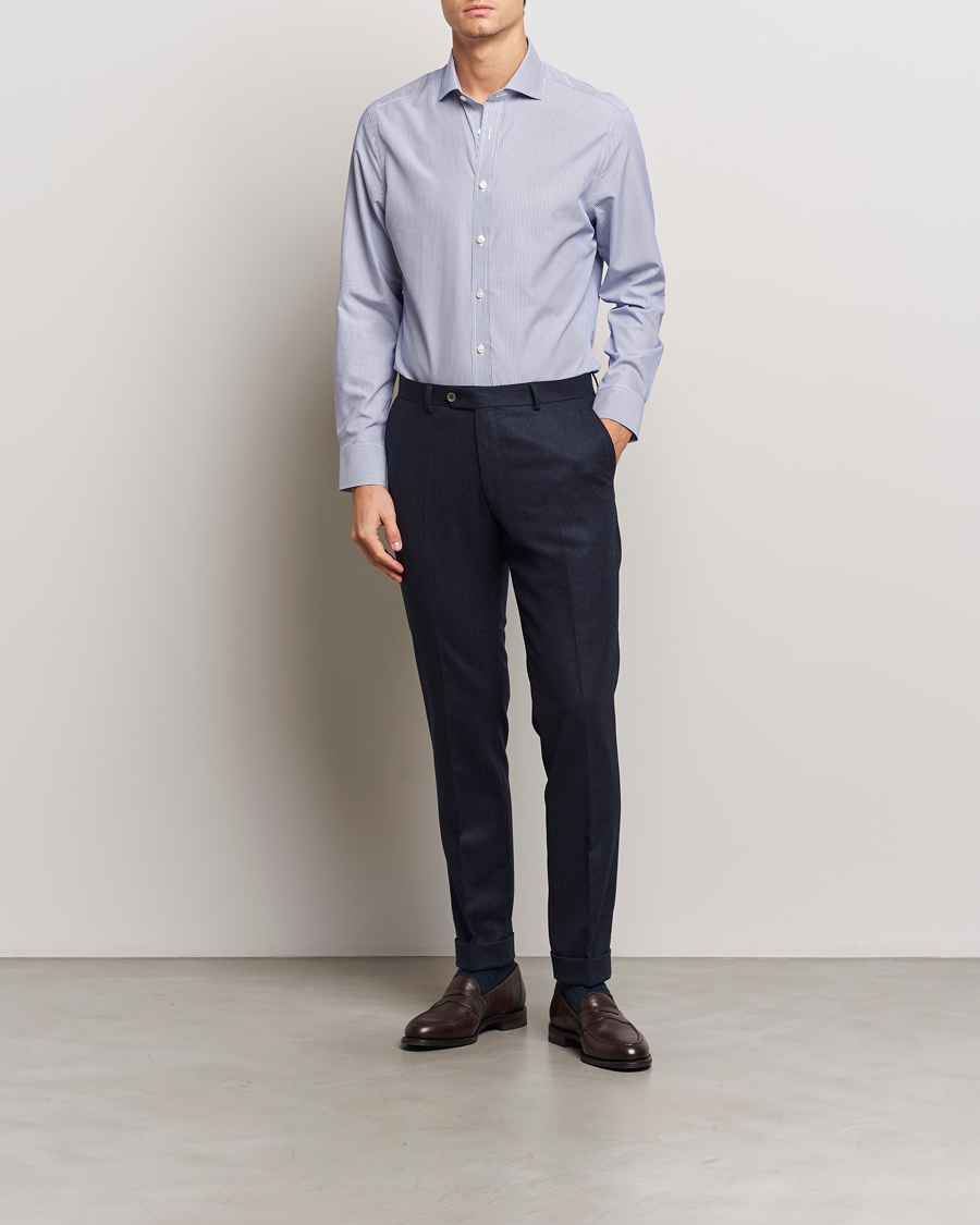 Men | Shirts | Charles Tyrwhitt | Slim Fit Non Iron Bengal Stripe Poplin Shirt Navy