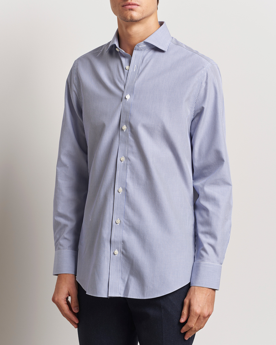 Men | Shirts | Charles Tyrwhitt | Slim Fit Non Iron Bengal Stripe Poplin Shirt Navy