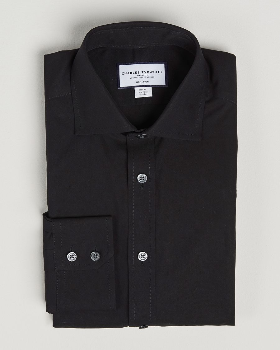 Charles Tyrwhitt Slim Fit Non Iron Poplin Cut Away Shirt Black at CareOfCar Charles Tyrwhitt Slim Fit Non Iron Poplin Cut Away Shirt Black at CareOfCar
