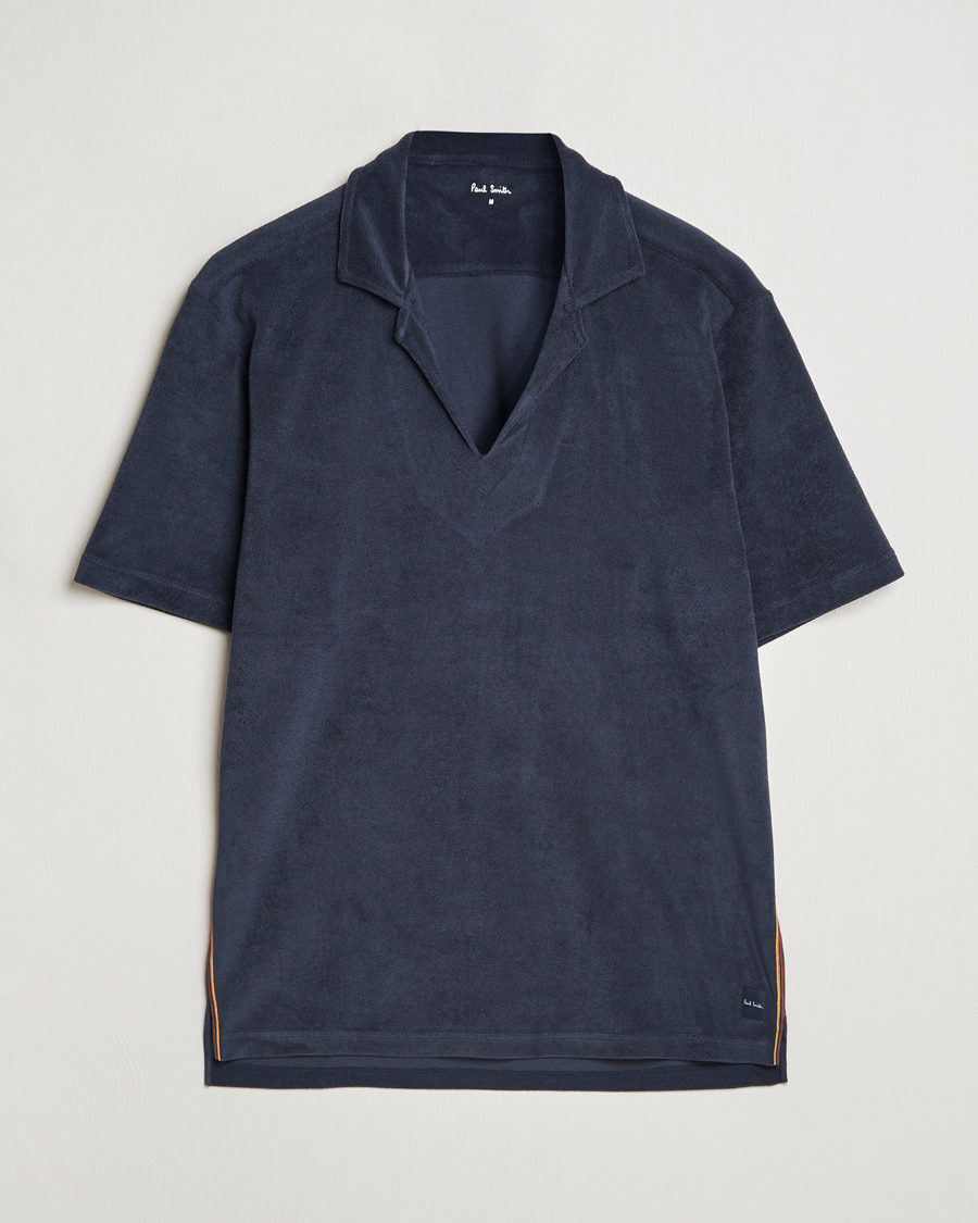 Men | Polo Shirts | Paul Smith | Stripe Towelling Polo Navy