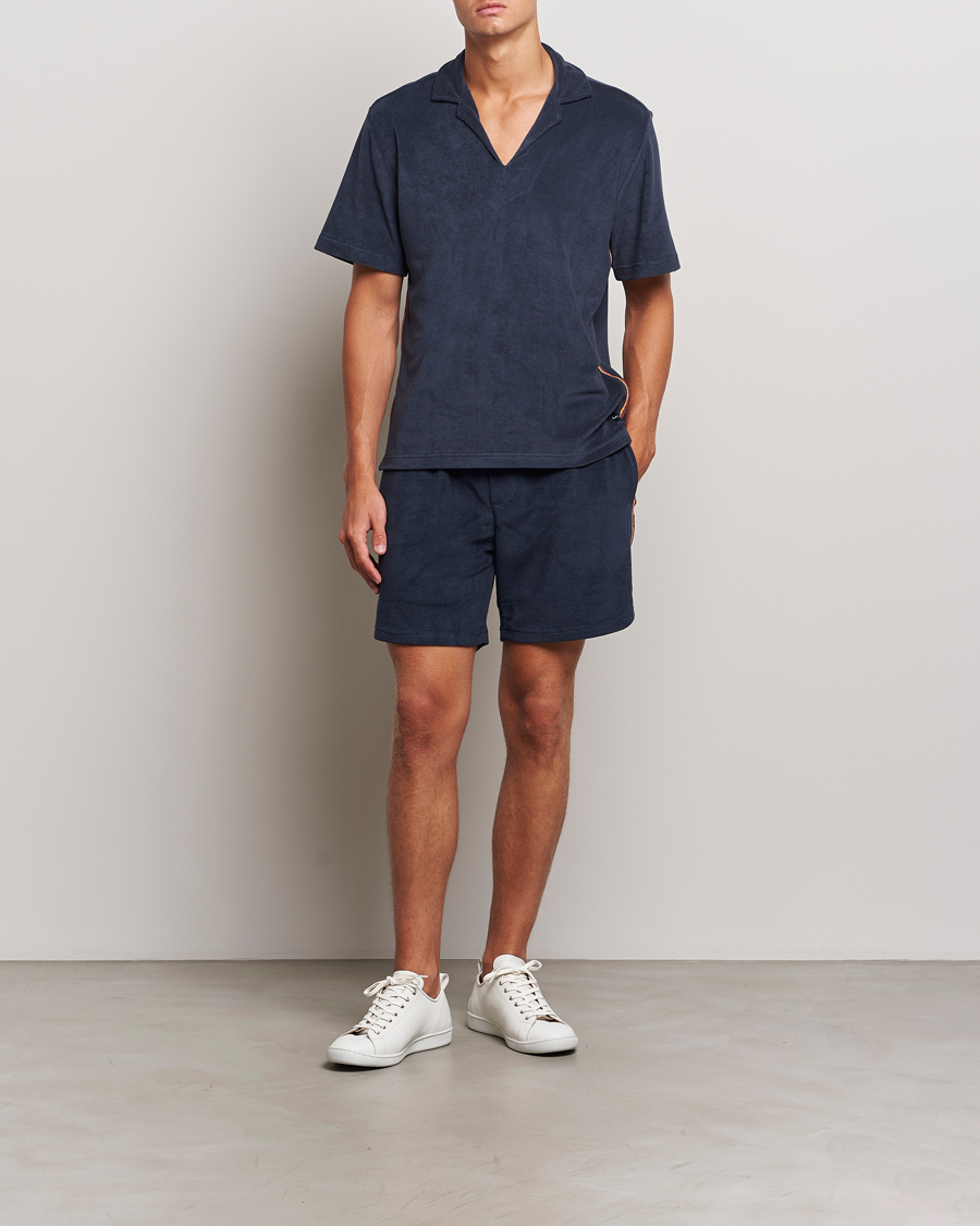 Men | Polo Shirts | Paul Smith | Stripe Towelling Polo Navy