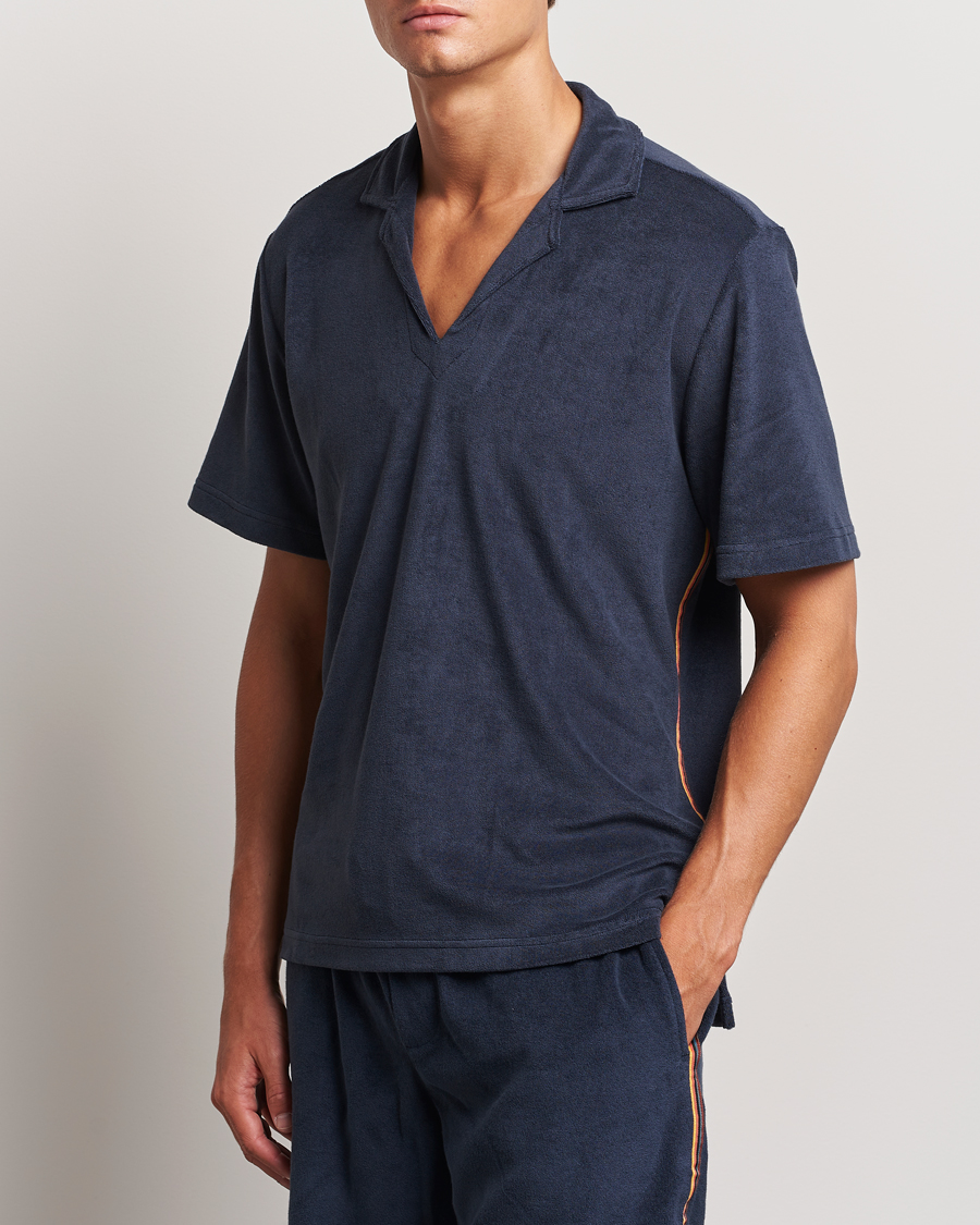 Men | Polo Shirts | Paul Smith | Stripe Towelling Polo Navy