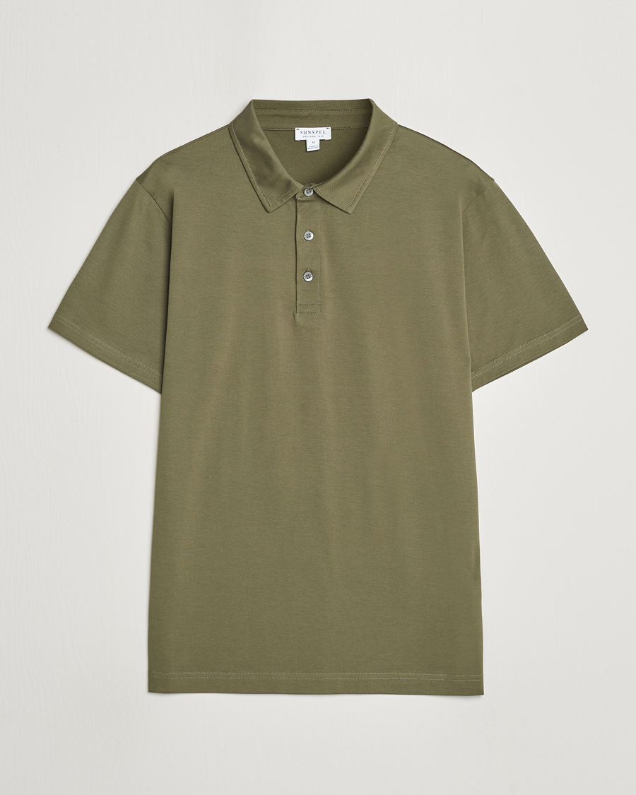 Men | Polo Shirts | Sunspel | Cotton Jersey Polo Khaki