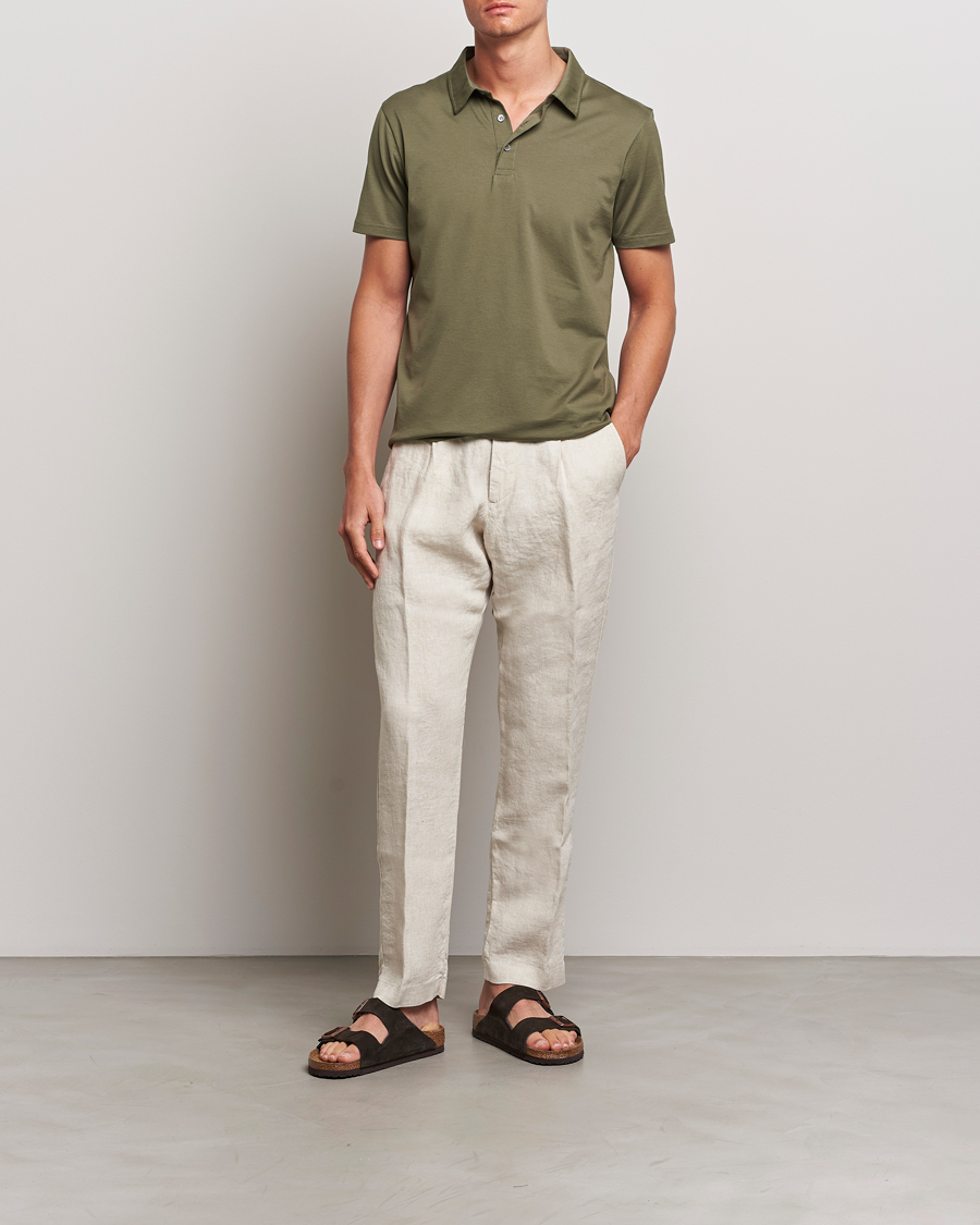 Men | Polo Shirts | Sunspel | Cotton Jersey Polo Khaki