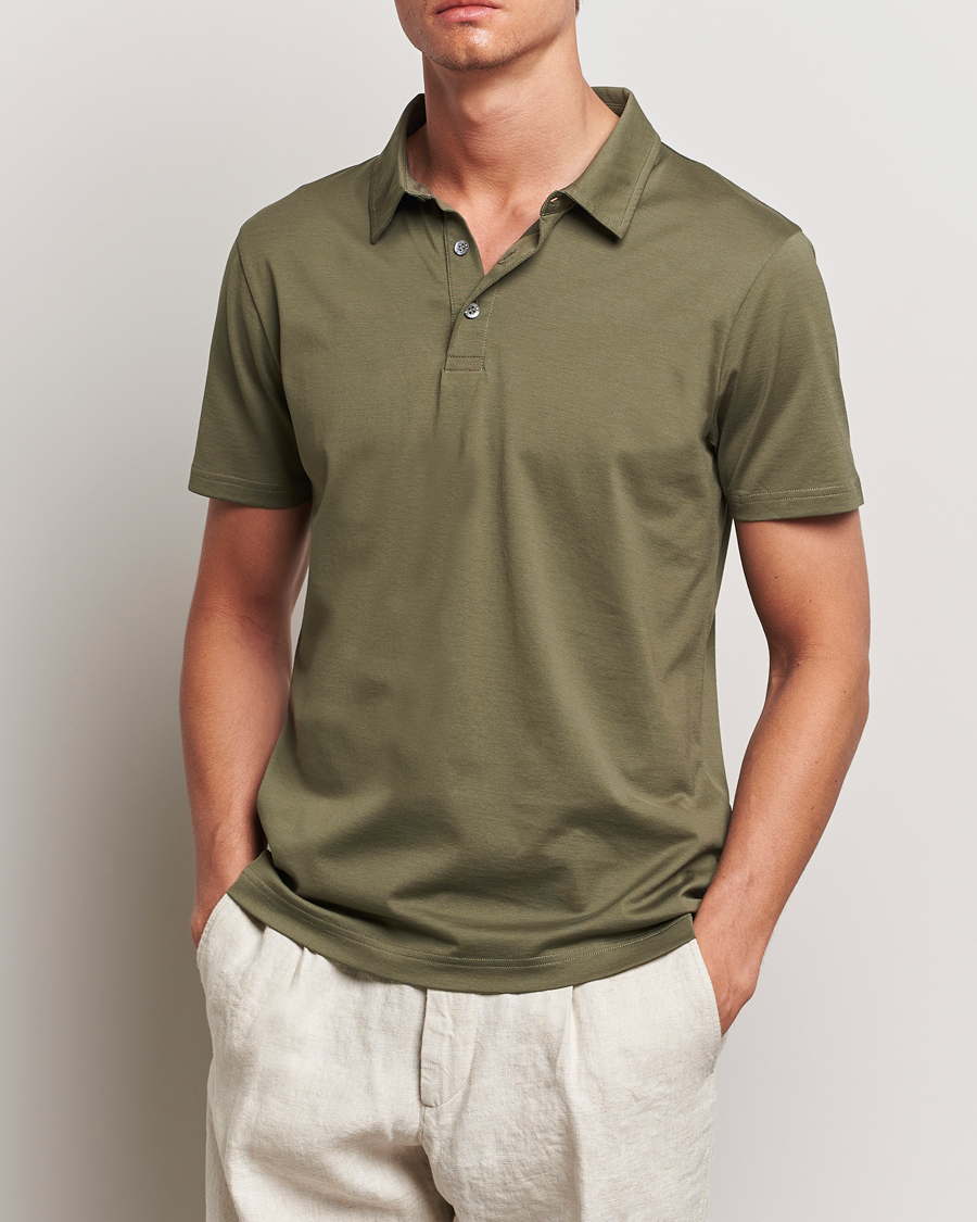 Men | Clothing | Sunspel | Cotton Jersey Polo Khaki