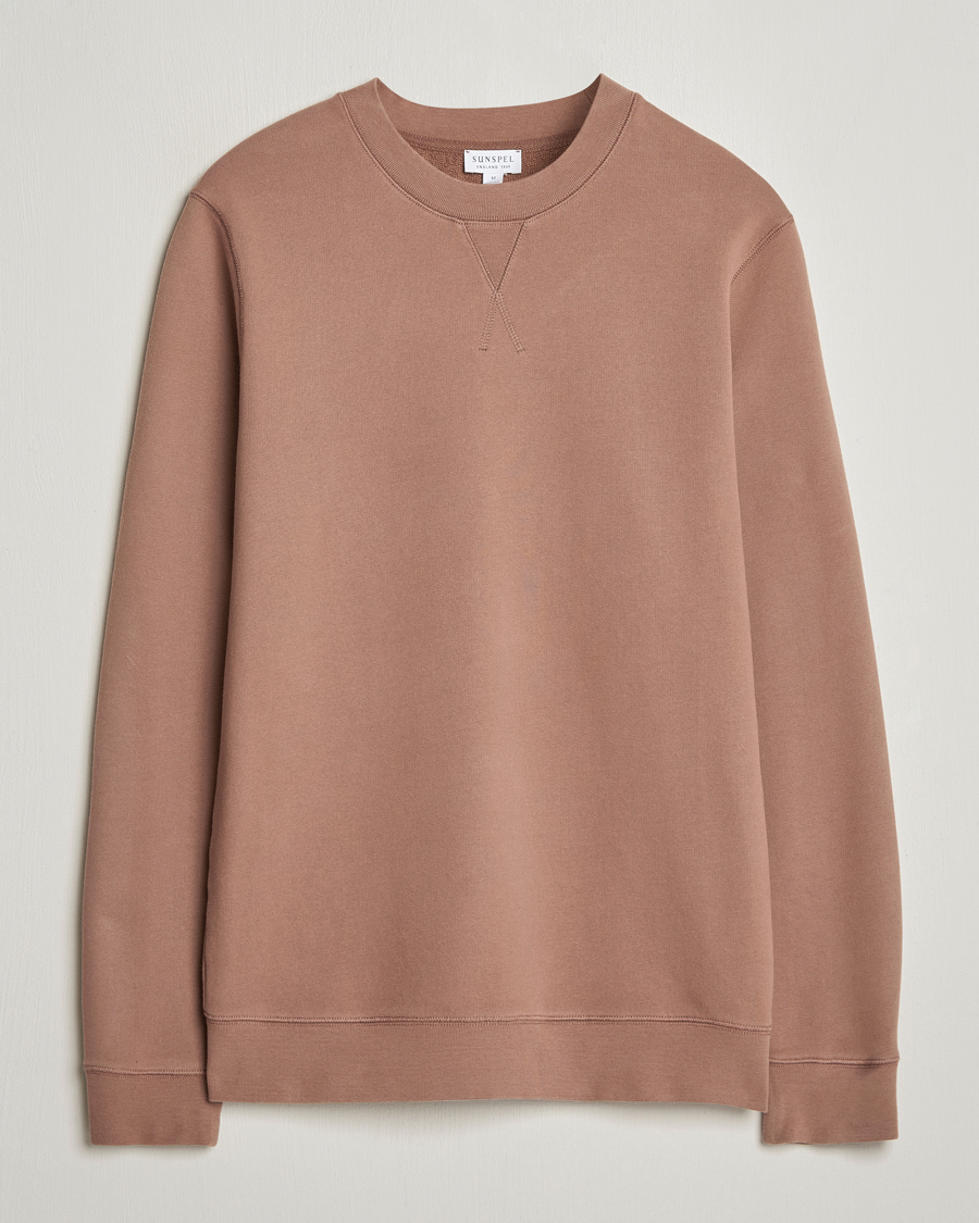 Men | Sweaters & Knitwear | Sunspel | Loopback Sweatshirt Dark Sand