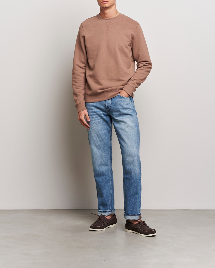 Men | Sweaters & Knitwear | Sunspel | Loopback Sweatshirt Dark Sand