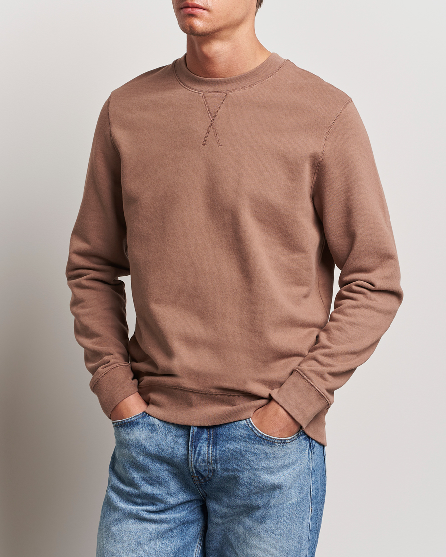 Men | Sweaters & Knitwear | Sunspel | Loopback Sweatshirt Dark Sand