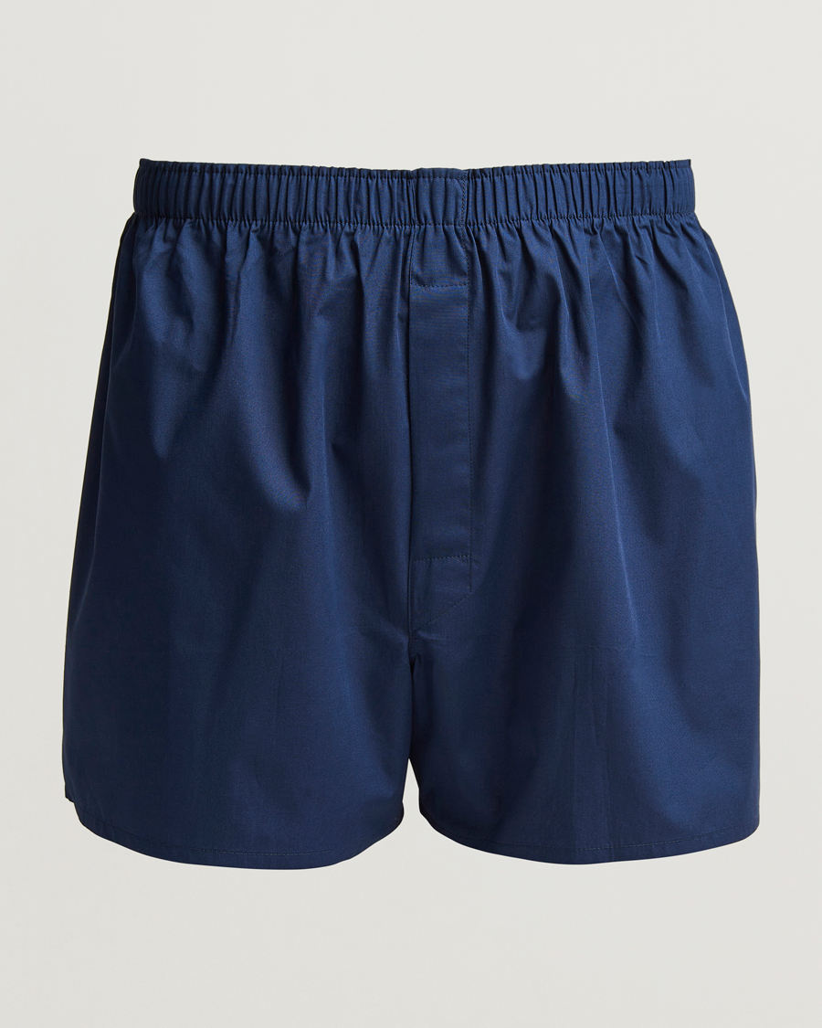 Men | Underwear & Socks | Sunspel | Classic Woven Cotton Boxer Shorts Navy