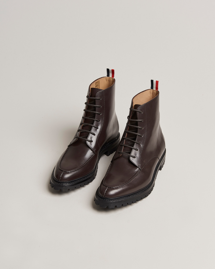 Men | Shoes | Thom Browne | Apron Stitch Commando Boots Brown