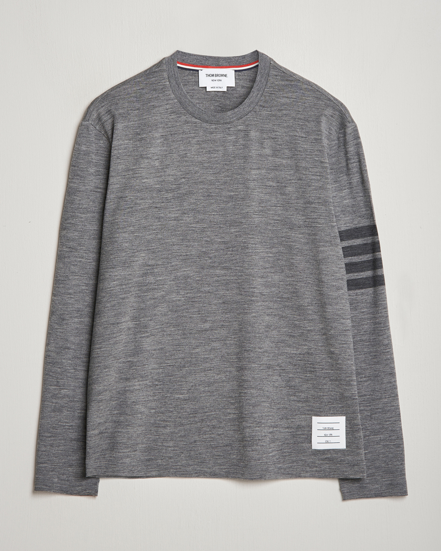 Men | T-Shirts | Thom Browne | Long Sleeve Wool Jersey T-Shirt Medium Grey