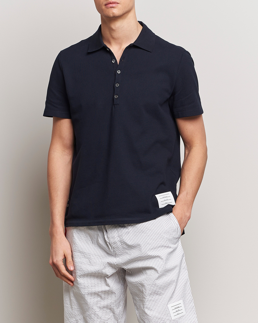 Men | New product images | Thom Browne | Relaxed Fit Short Sleeve Polo Navy