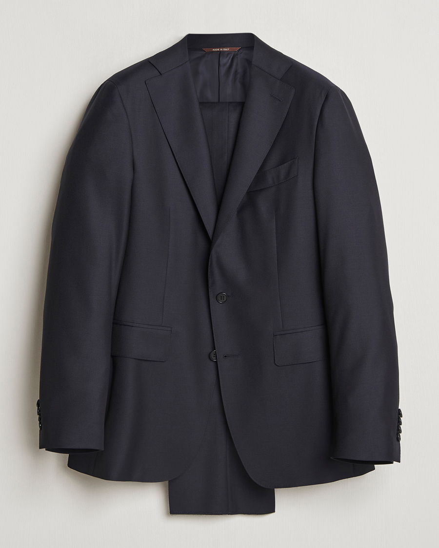 Canali Super 130s Wool Capri Suit Navy at CareOfCarl.com