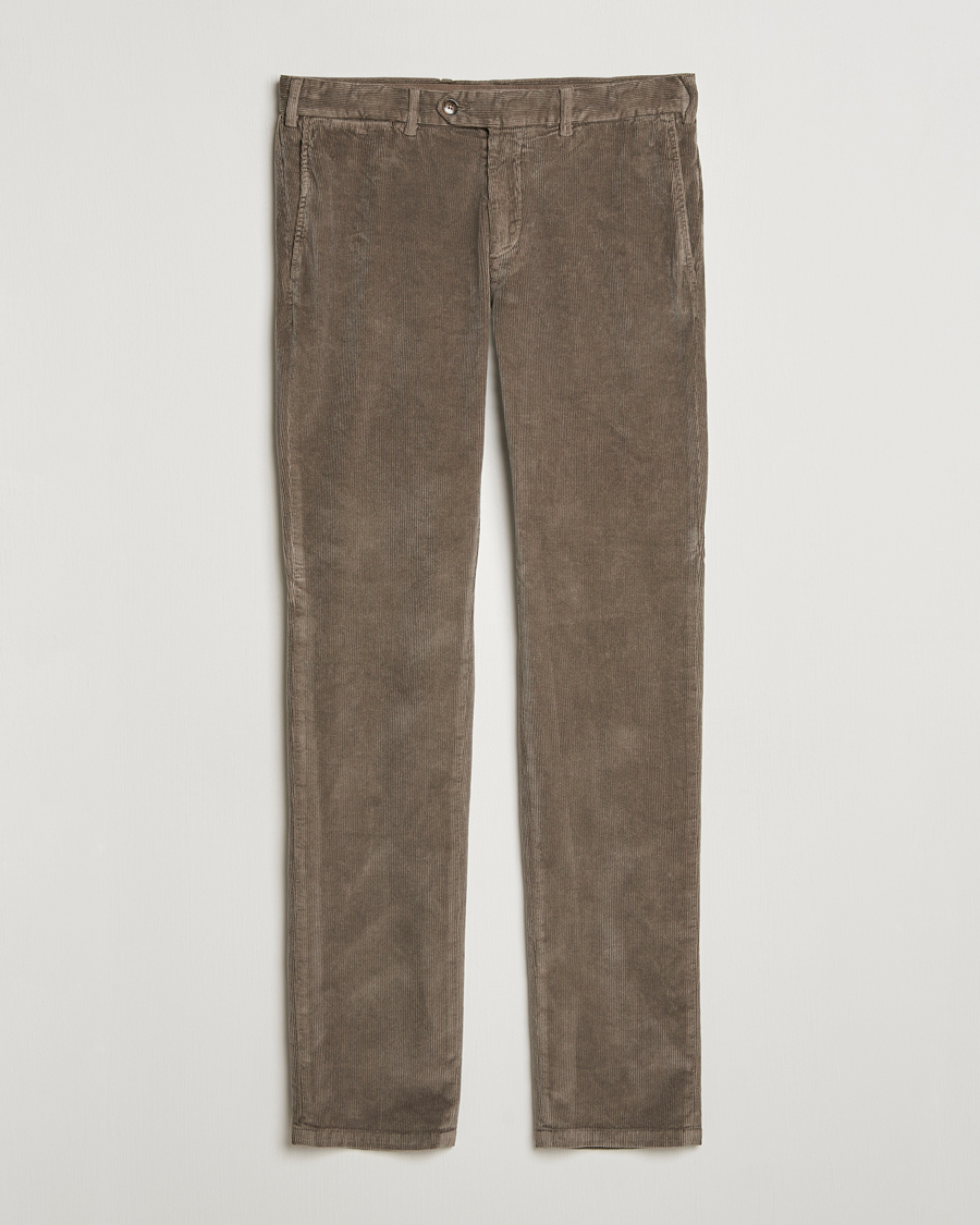 Men | Trousers | Canali | Slim Fit Corduroy Trousers Taupe