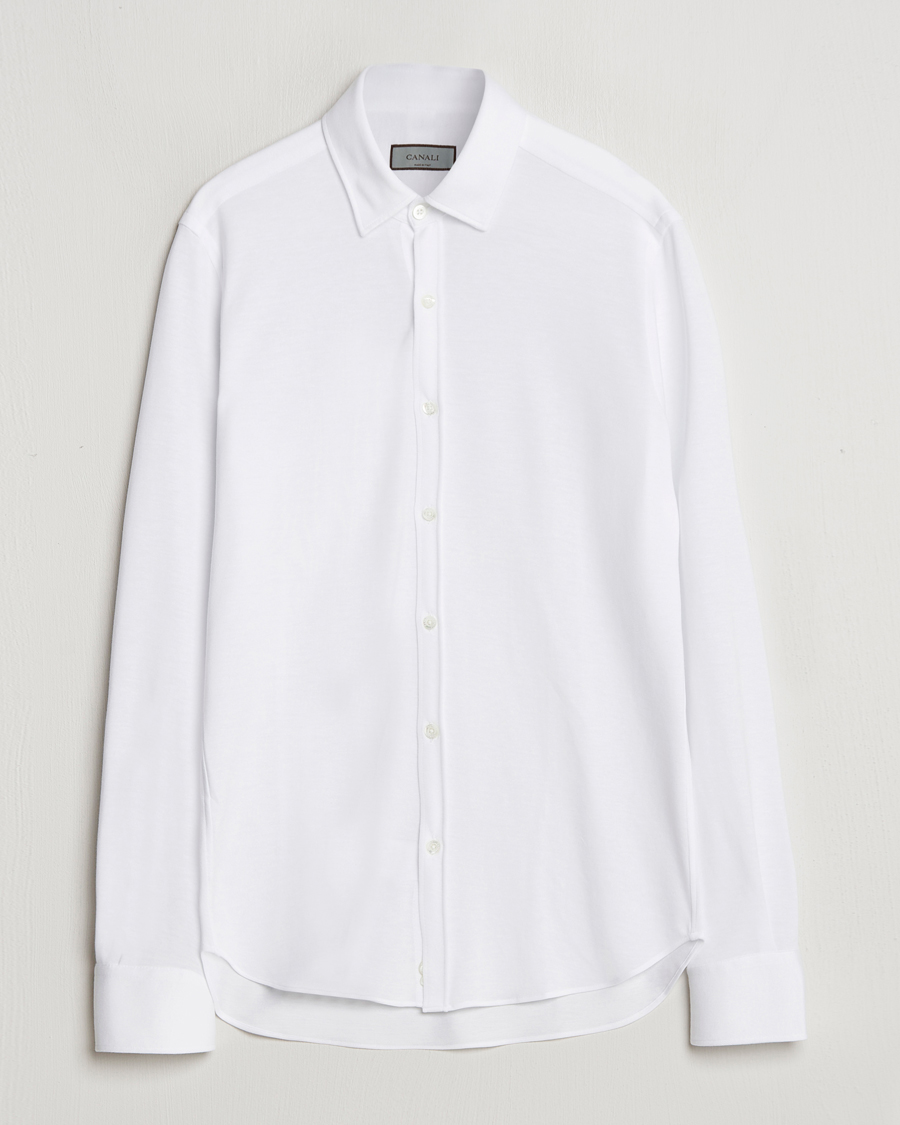 Men | Shirts | Canali | Slim Fit Stretch Piquet Shirt White