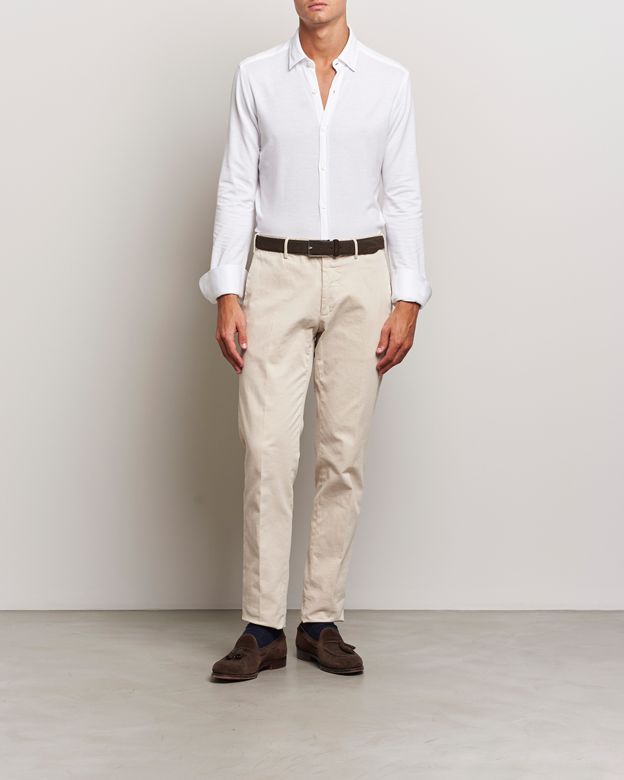 Men | Shirts | Canali | Slim Fit Stretch Piquet Shirt White