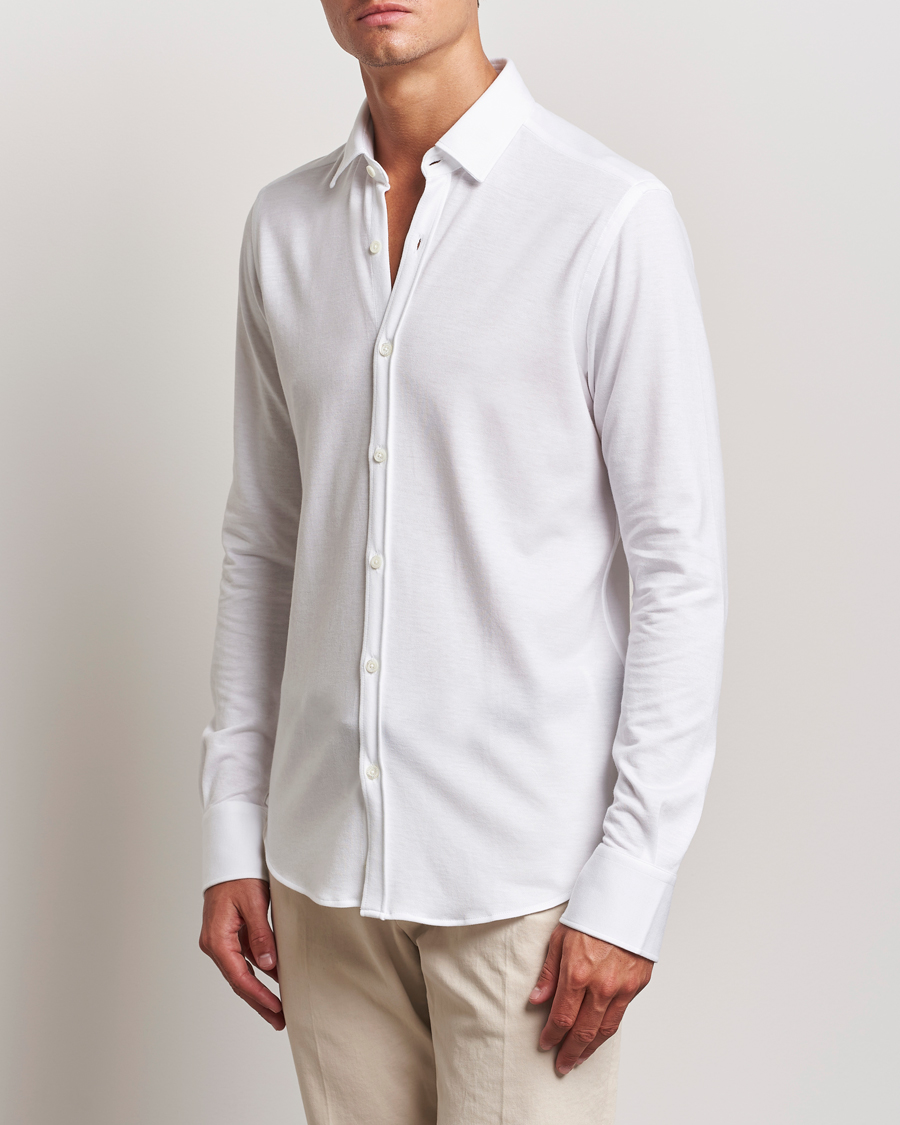 Men | Shirts | Canali | Slim Fit Stretch Piquet Shirt White