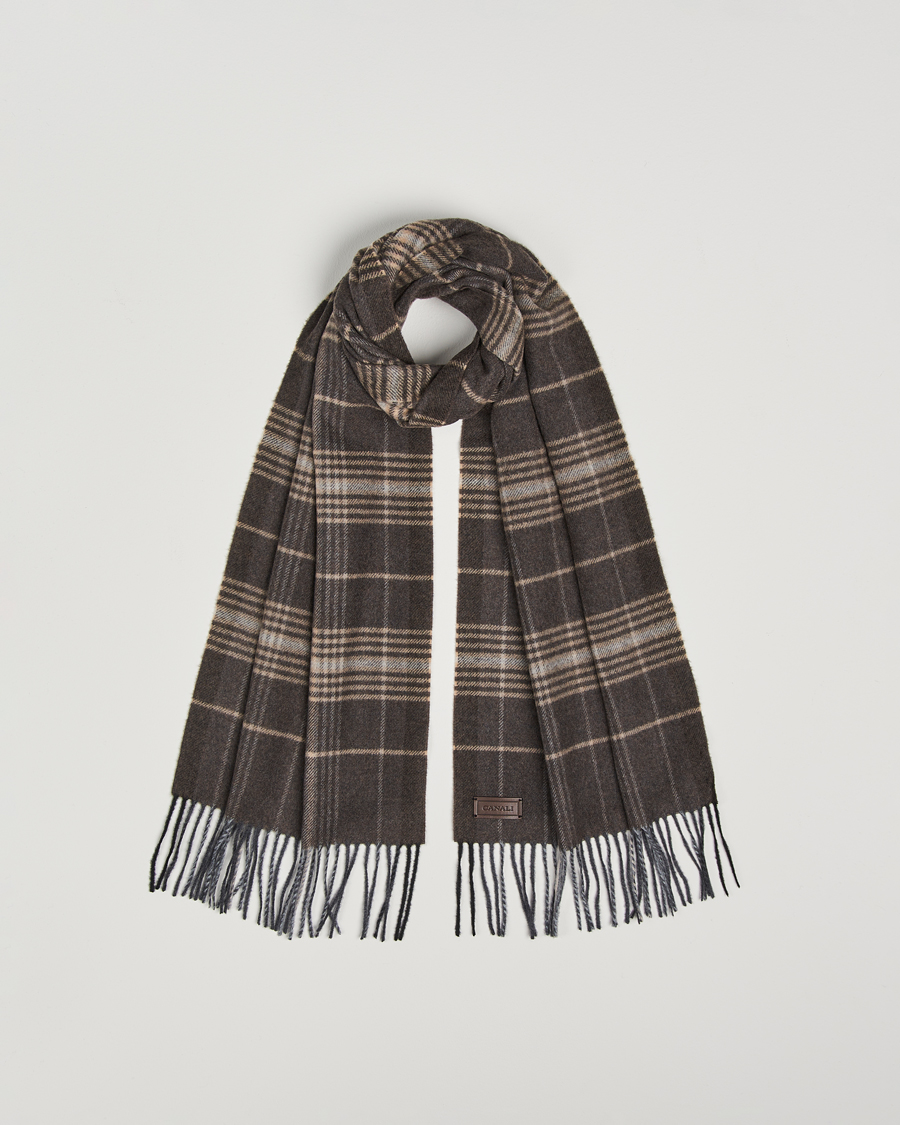 Men | Canali Check Wool Scarf Brown/Beige | Canali | Check Wool Scarf Brown/Beige