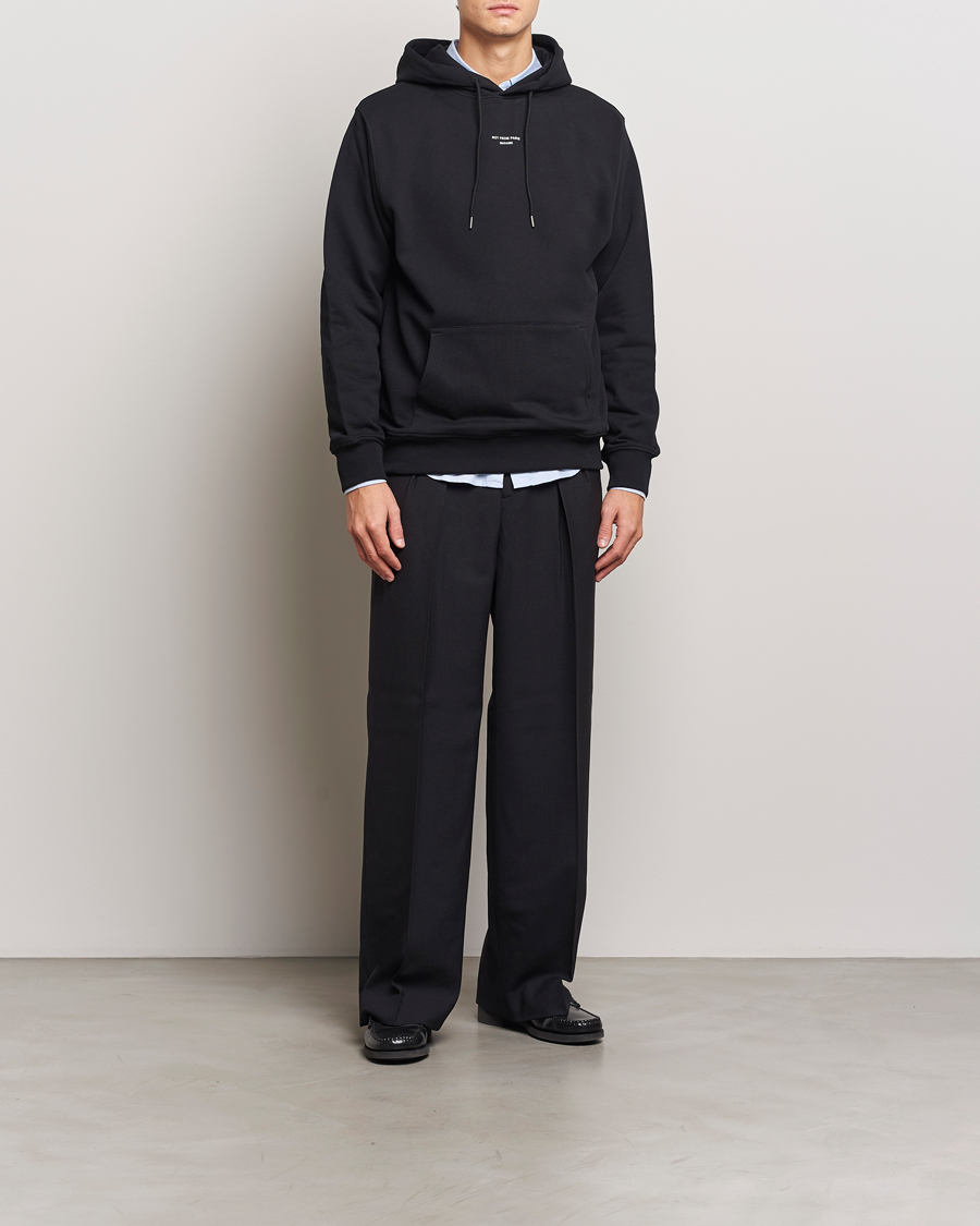 Men | Sweaters & Knitwear | Drôle de Monsieur | Classic Slogan Hoodie Black