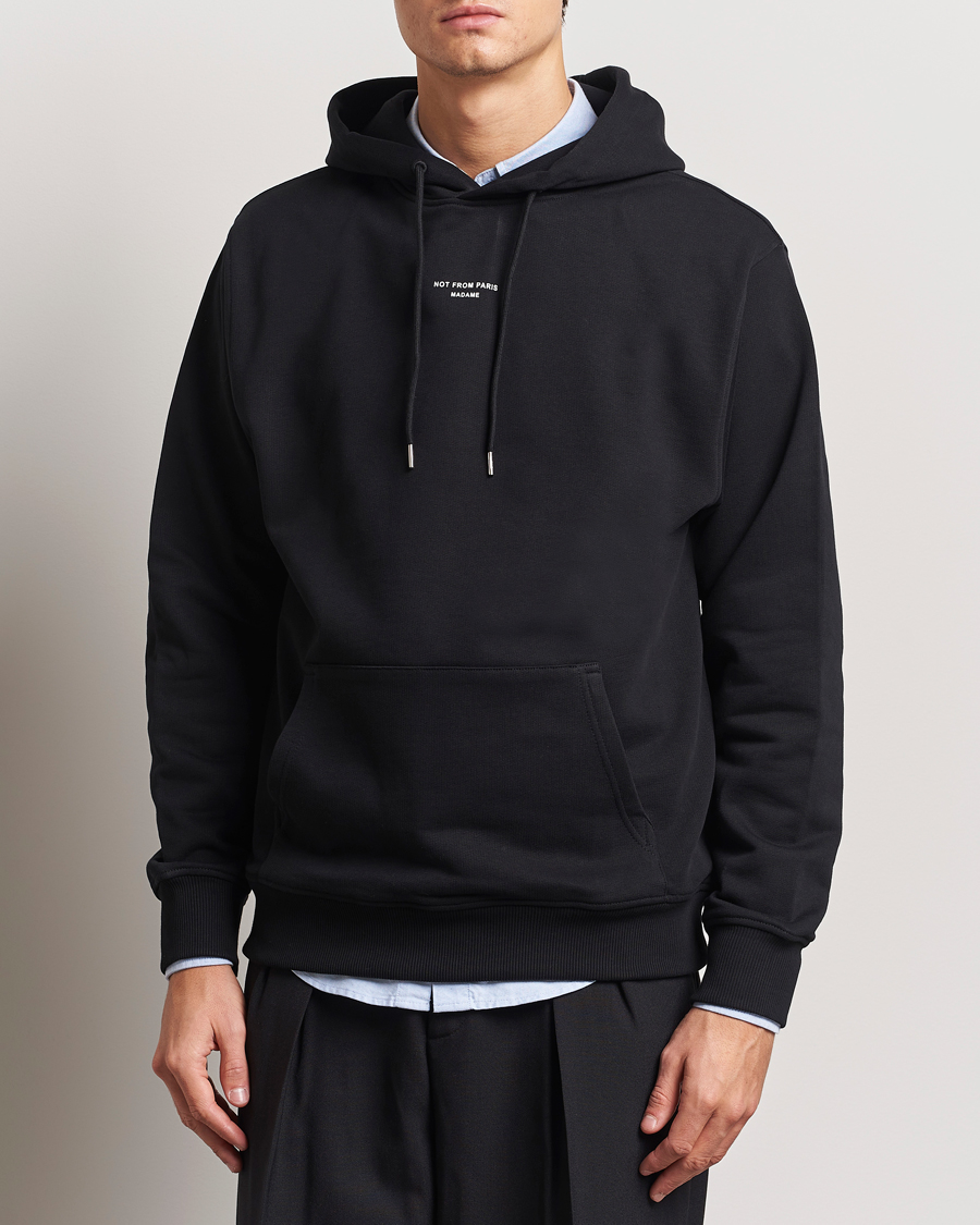 Men | Sweaters & Knitwear | Drôle de Monsieur | Classic Slogan Hoodie Black