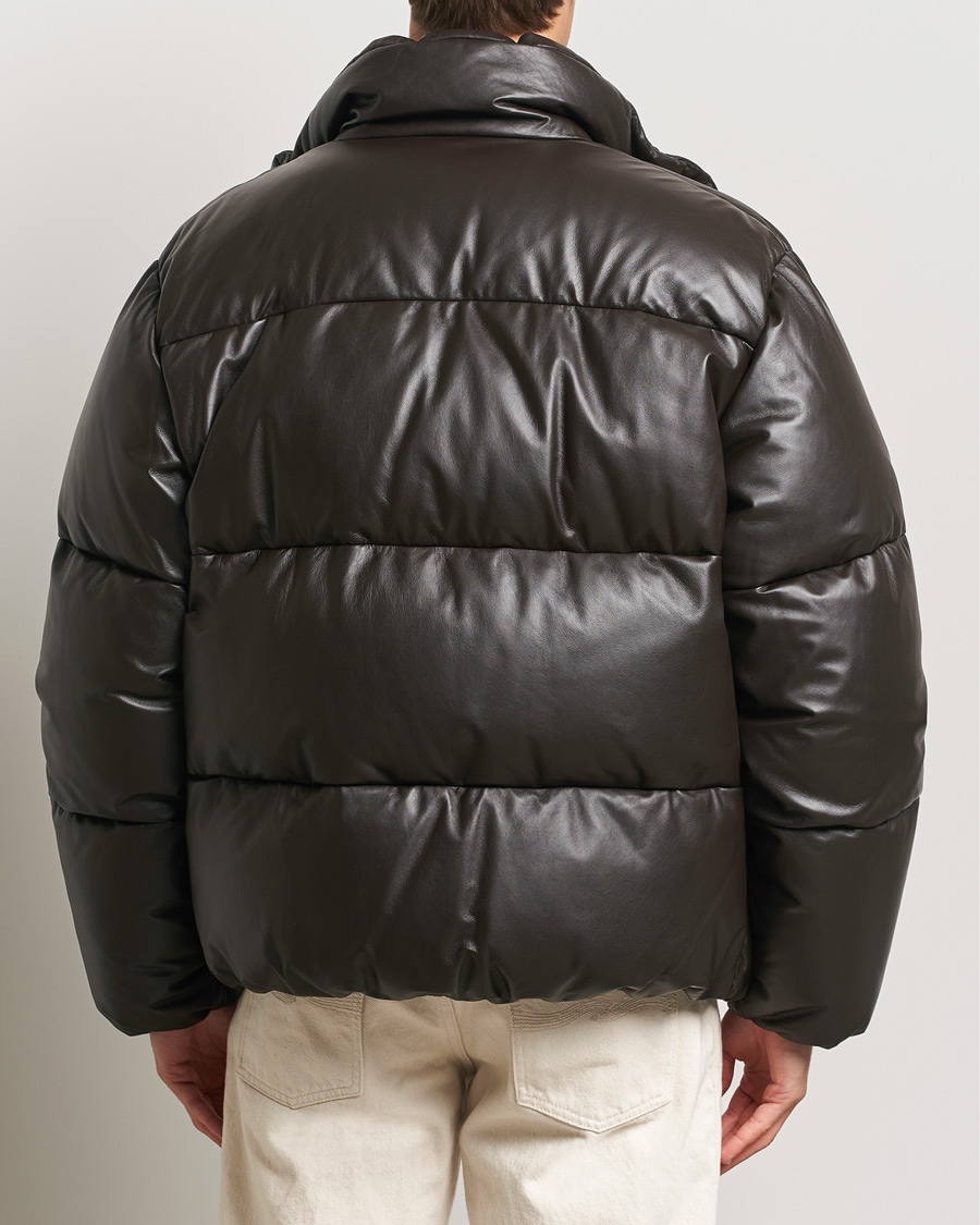 Men | Coats & Jackets | GANT 240 Mulberry Street | Leather Down Puffer Jacket Deep Brown