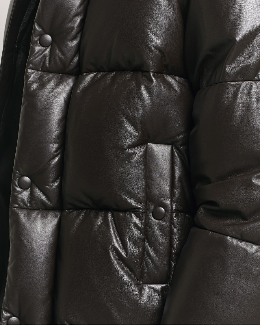 Men | Coats & Jackets | GANT 240 Mulberry Street | Leather Down Puffer Jacket Deep Brown