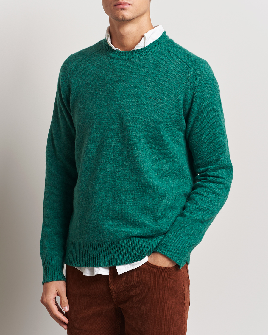 Men's Gant Cotton Pique Crew Neck Sweatshirt in Green Men's Gant Cotton Pique Crew Neck Sweatshirt in Green